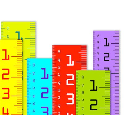 simsearch:400-05294430,k - colorful Millimeter and inch rulers isolated on a white background. Fotografie stock - Microstock e Abbonamento, Codice: 400-07290329