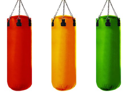 simsearch:400-07036748,k - Punching bag for boxing or kick boxing sport, isolated on white background. Foto de stock - Royalty-Free Super Valor e Assinatura, Número: 400-07290361
