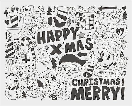 simsearch:400-07290680,k - Doodle Christmas background Stock Photo - Budget Royalty-Free & Subscription, Code: 400-07290666