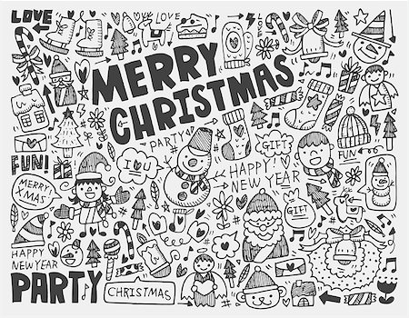 Doodle Christmas background Stock Photo - Budget Royalty-Free & Subscription, Code: 400-07290663