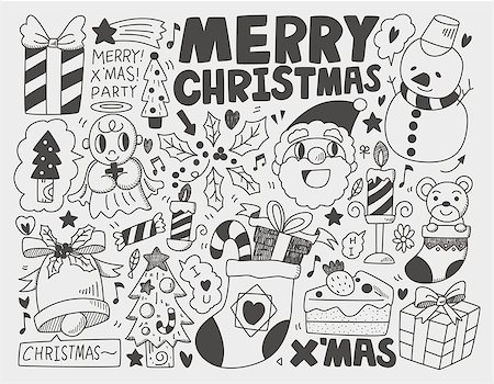 simsearch:400-07290680,k - Doodle Christmas background Stock Photo - Budget Royalty-Free & Subscription, Code: 400-07290676
