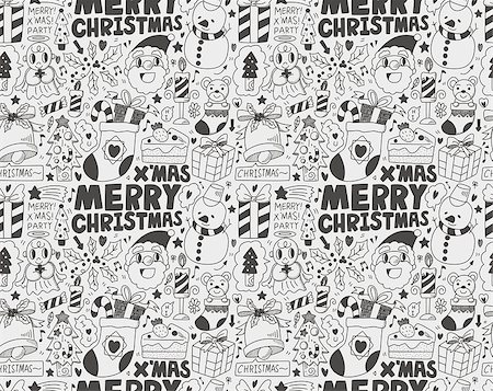 simsearch:400-07290680,k - Seamless Doodle Christmas pattern Stock Photo - Budget Royalty-Free & Subscription, Code: 400-07290677