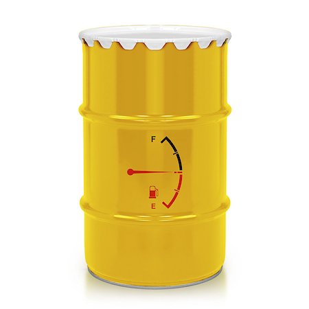 simsearch:400-07301125,k - Golden  fuel  barrel, jerry can with Fuel Meter isolated on a white background.  (with clipping work path) Stockbilder - Microstock & Abonnement, Bildnummer: 400-07290854