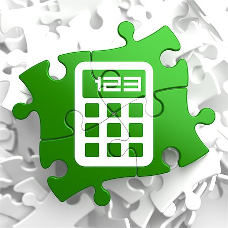 Icon of Calculator on Green Puzzle. Stock Photo - Budget Royalty-Free & Subscription, Code: 400-07290972