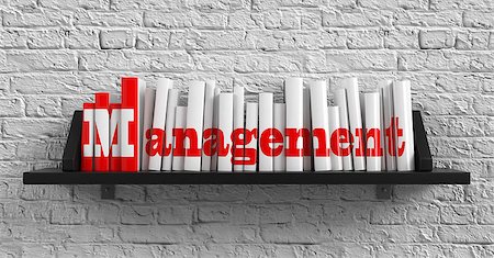 simsearch:400-09010206,k - Management - Red Inscription on the Books on Shelf on the White Brick Wall Background. Education Concept. Stockbilder - Microstock & Abonnement, Bildnummer: 400-07290973