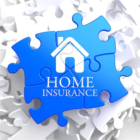 simsearch:400-08955759,k - Home Insurance Inscription with Home Icon on Blue Puzzle. Business Concept. Photographie de stock - Aubaine LD & Abonnement, Code: 400-07290989