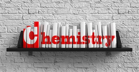 Chemistry - Red Inscription on the Books on Shelf on the White Brick Wall Background. Education Concept. Foto de stock - Super Valor sin royalties y Suscripción, Código: 400-07290990