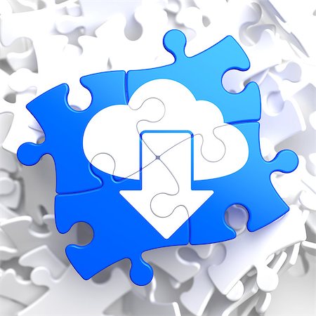 Cloud with Arrow Icon on Blue Puzzle. IT Concept. Photographie de stock - Aubaine LD & Abonnement, Code: 400-07291025