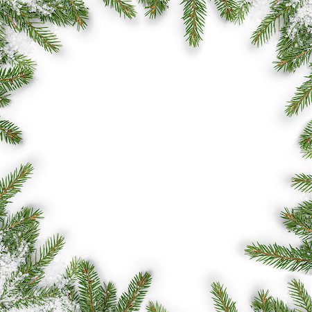 snow border - composition from fir twigs with fake snow, on white background Stock Photo - Budget Royalty-Free & Subscription, Code: 400-07291367