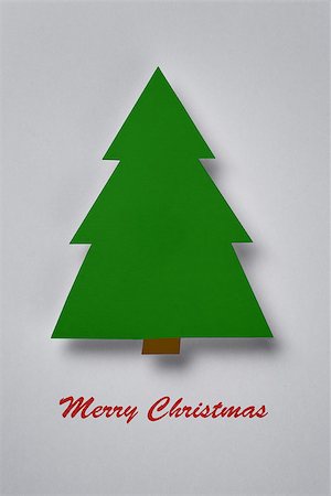 postcard with paper christmas tree, merry christmas theme Stock Photo - Budget Royalty-Free & Subscription, Code: 400-07291377