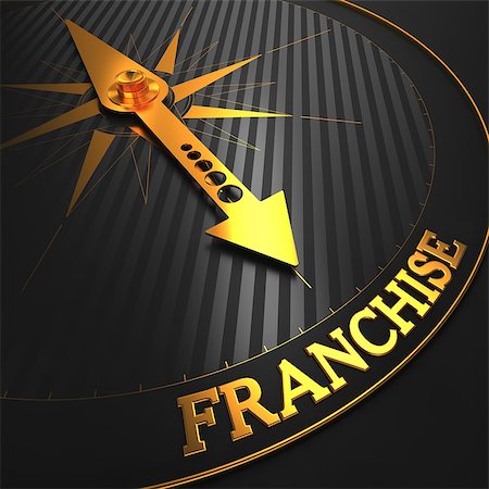 suffragettes - Franchise - Business Concept. Golden Compass Needle on a Black Field Pointing to the Word "Franchise". 3D Render. Stock Photo - Budget Royalty-Free & Subscription, Code: 400-07291453