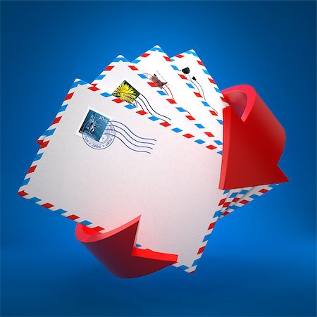 simsearch:400-06759395,k - Some of Letters in Envelopes Surrounded Red Arrow on Blue Background. Communication Concept. Photographie de stock - Aubaine LD & Abonnement, Code: 400-07291478