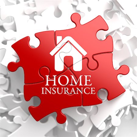 simsearch:400-08955759,k - Home Insurance Inscription with Home Icon on Red Puzzle. Business Concept. Photographie de stock - Aubaine LD & Abonnement, Code: 400-07291495