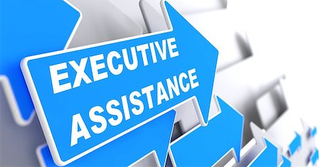 simsearch:400-07291487,k - Executive Assistance. Blue Arrow with "Executive Assistance" Slogan on a Grey Background. Photographie de stock - Aubaine LD & Abonnement, Code: 400-07291508