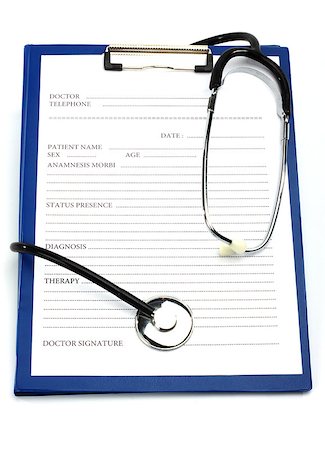 simsearch:400-05745246,k - Medical Clipboard with a Stethoscope on white Photographie de stock - Aubaine LD & Abonnement, Code: 400-07291538