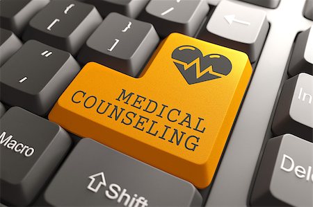 simsearch:400-07312536,k - Medical Counceling Words with Icon of Heart with Cardiogram Line on Orange Button of Black Modern Computer Keyboard. Stock Photo - Budget Royalty-Free & Subscription, Code: 400-07291656