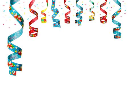 simsearch:400-06171291,k - streamers and confetti as decoration for parties, sylvester isolated, hanging with white background Foto de stock - Super Valor sin royalties y Suscripción, Código: 400-07291890