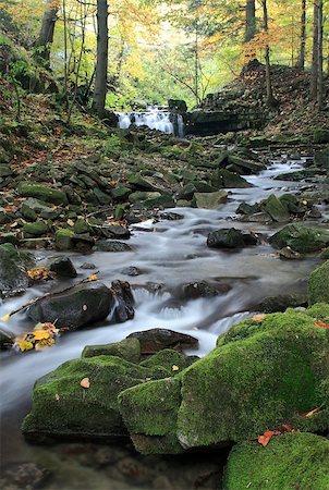 rogit (artist) - Flowing blurred water between boulders on an autumn creek in Beskydy Mountains, Czech Republic. Stock Photo - Budget Royalty-Free & Subscription, Code: 400-07292138