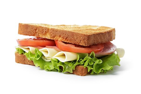 sandwich with ham, cheese and vegetables, isolated Stock Photo - Budget Royalty-Free & Subscription, Code: 400-07292209