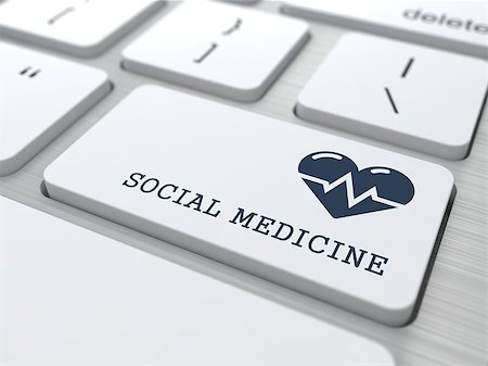 Social Medicine Words with Icon of Heart with Cardiogram Line on Button of White Modern Computer Keyboard. Stock Photo - Budget Royalty-Free & Subscription, Code: 400-07292275