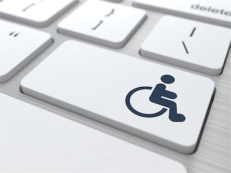 simsearch:400-07312536,k - Disabled Icon on Button of White Modern Computer Keyboard. Stock Photo - Budget Royalty-Free & Subscription, Code: 400-07292291