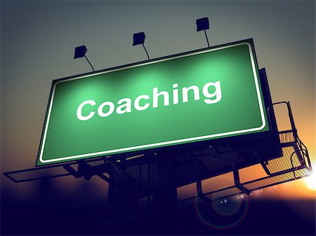 simsearch:400-08998421,k - Coaching - Green Billboard on the Rising Sun Background. Stock Photo - Budget Royalty-Free & Subscription, Code: 400-07292362