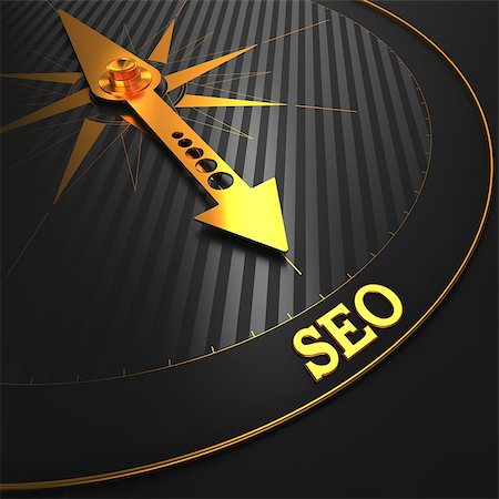 simsearch:400-07045079,k - SEO - Internet Concept. Golden Compass Needle on a Black Field Pointing to the "SEO" Word. Stock Photo - Budget Royalty-Free & Subscription, Code: 400-07292394