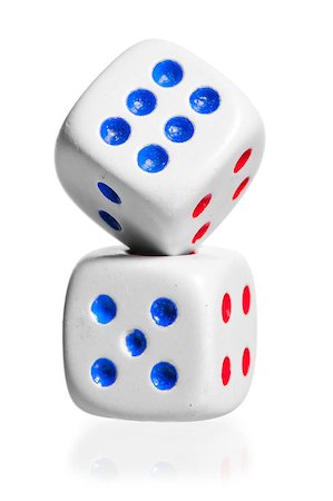 symbols dice - two white dice stand by each other on a white background Stock Photo - Budget Royalty-Free & Subscription, Code: 400-07292424