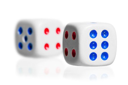 simsearch:400-08401650,k - two white dice stand  on a white background Foto de stock - Royalty-Free Super Valor e Assinatura, Número: 400-07292422