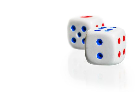 symbols dice - two white dice stand  on a white background Stock Photo - Budget Royalty-Free & Subscription, Code: 400-07292423