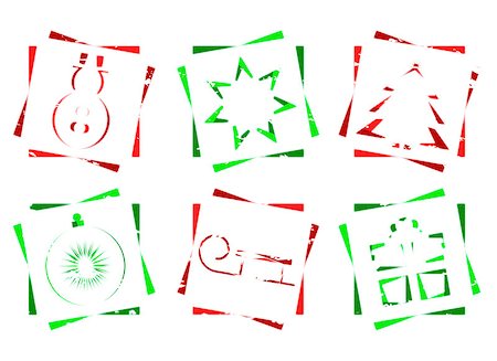 Red and green Christmas icons - stamp & design elements Stock Photo - Budget Royalty-Free & Subscription, Code: 400-07292649