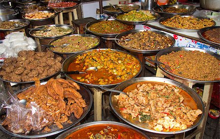 Assorted Thai food on street stall in Bangkok Stock Photo - Budget Royalty-Free & Subscription, Code: 400-07292743