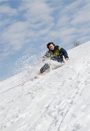 skiers falling - Skier falling on a steep snow slope Stock Photo - Budget Royalty-Free & Subscription, Code: 400-07292779