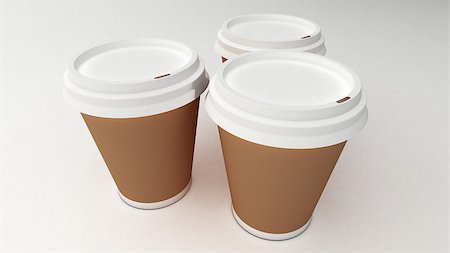 simsearch:400-08371658,k - Coffee cups on white background. Fotografie stock - Microstock e Abbonamento, Codice: 400-07293079