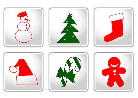 simsearch:400-08131561,k - Buttons with red and green Christmas elements Stockbilder - Microstock & Abonnement, Bildnummer: 400-07293416