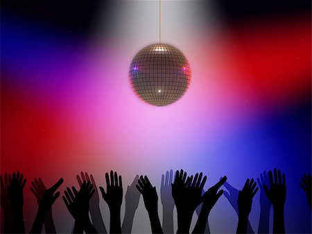 simsearch:400-04349799,k - Illustration of a disco ball with hands. Fotografie stock - Microstock e Abbonamento, Codice: 400-07293533