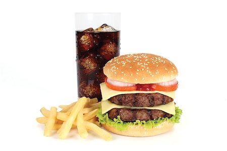 simsearch:400-07293811,k - burger and fries on white background Stock Photo - Budget Royalty-Free & Subscription, Code: 400-07293806