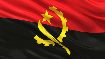 simsearch:400-07293975,k - Flag of Angola waving in the wind Stock Photo - Budget Royalty-Free & Subscription, Code: 400-07293936