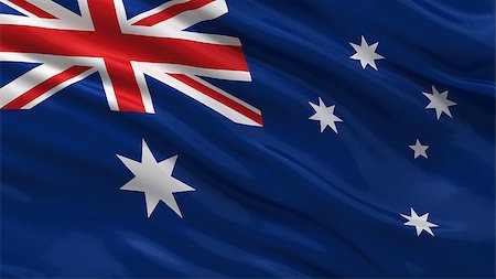 Flag of Australia waving in the wind Stockbilder - Microstock & Abonnement, Bildnummer: 400-07293938