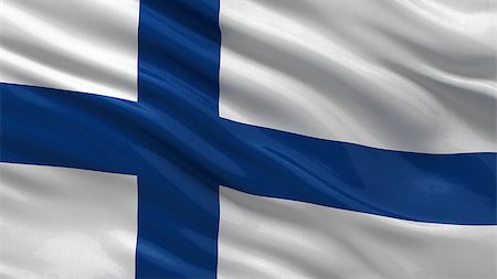 simsearch:400-07293975,k - Flag of Finland waving in the wind Stock Photo - Budget Royalty-Free & Subscription, Code: 400-07293966