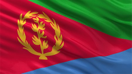 simsearch:400-07293975,k - Flag of Eritrea waving in the wind Stock Photo - Budget Royalty-Free & Subscription, Code: 400-07293961