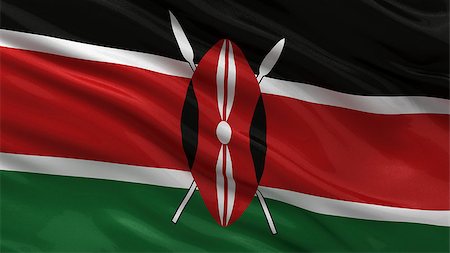simsearch:400-07293975,k - Flag of Kenya waving in the wind Stock Photo - Budget Royalty-Free & Subscription, Code: 400-07293988