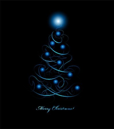 simsearch:400-07304262,k - Christmas Tree With Star On A Black Background Stock Photo - Budget Royalty-Free & Subscription, Code: 400-07304282