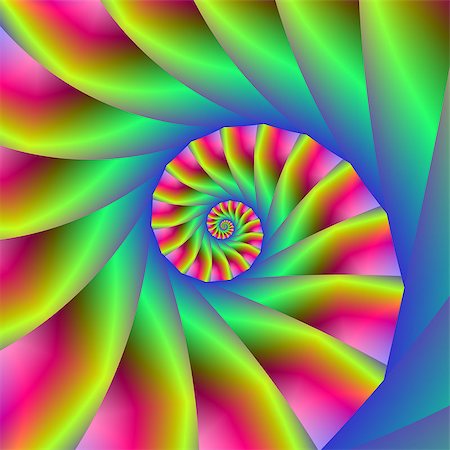 simsearch:400-06067180,k - Digital abstract fractal image with psychedelic spiral design in blue yellow and pink. Foto de stock - Super Valor sin royalties y Suscripción, Código: 400-07304456