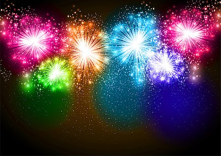 sparklers vector - Realistic Vector fireworks exploding in the night sky Stock Photo - Budget Royalty-Free & Subscription, Code: 400-07304534