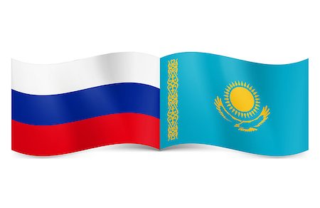 Russian and Kazakh flags together rendering union and cooperation. Stock Photo - Budget Royalty-Free & Subscription, Code: 400-07304667