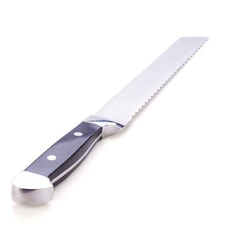 simsearch:700-01792281,k - kitchen knife for bread object isolated on white background utensil equipment Fotografie stock - Microstock e Abbonamento, Codice: 400-07304980