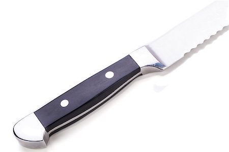simsearch:700-05642632,k - kitchen knife for bread object isolated on white background utensil equipment Fotografie stock - Microstock e Abbonamento, Codice: 400-07304981