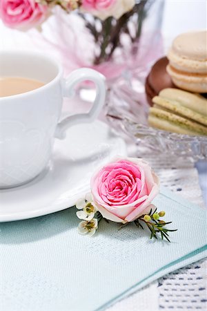 simsearch:400-04855702,k - traditional delicious sweet dessert macarons and coffee on table Photographie de stock - Aubaine LD & Abonnement, Code: 400-07305190