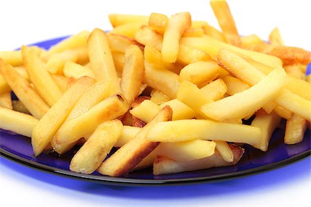 simsearch:400-07167361,k - fried potatoes on blue plate Photographie de stock - Aubaine LD & Abonnement, Code: 400-07305372